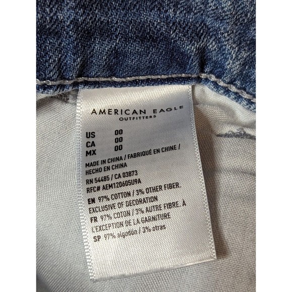 American Eagle Shorts Womens 00 Highest Rise Mom Short Denim Plaid Cross Angled - Picture 6 of 11